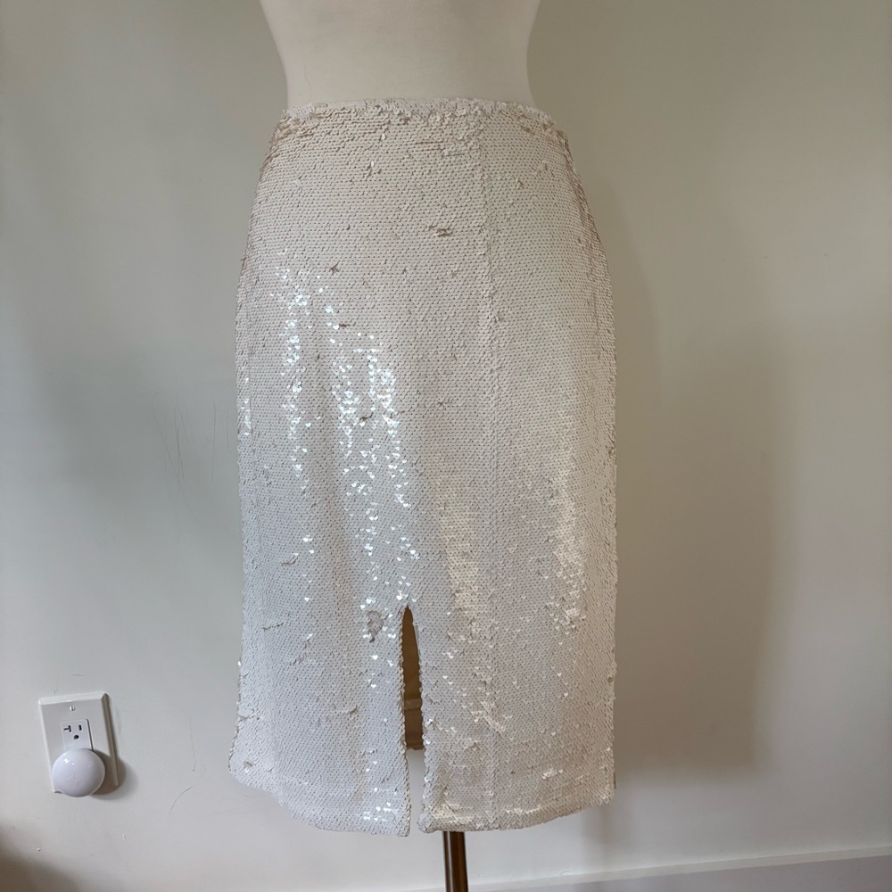 Ganni Sequin White Skirt 38 / US 6